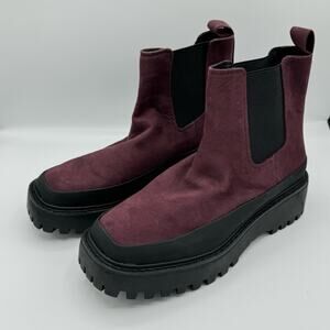 Nordstrom Rack Womens Burgundy Faux Suede Pull On Chelsea Boots
